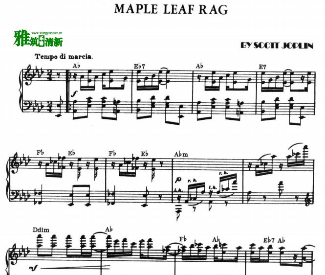 Dave Brubeck爵士钢琴谱 - MAPLELEAF RAG钢琴谱
