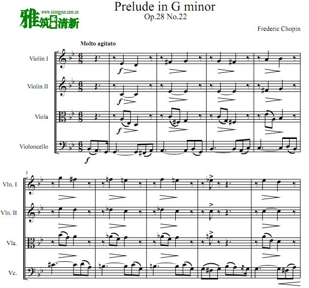 肖邦 g小调前奏曲弦乐四重奏谱