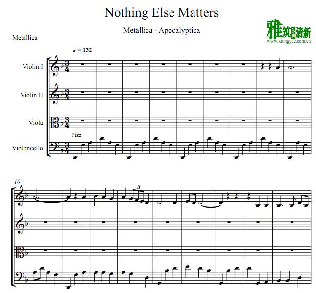 Apocalyptica - Nothing Else Matters 弦乐四重奏谱