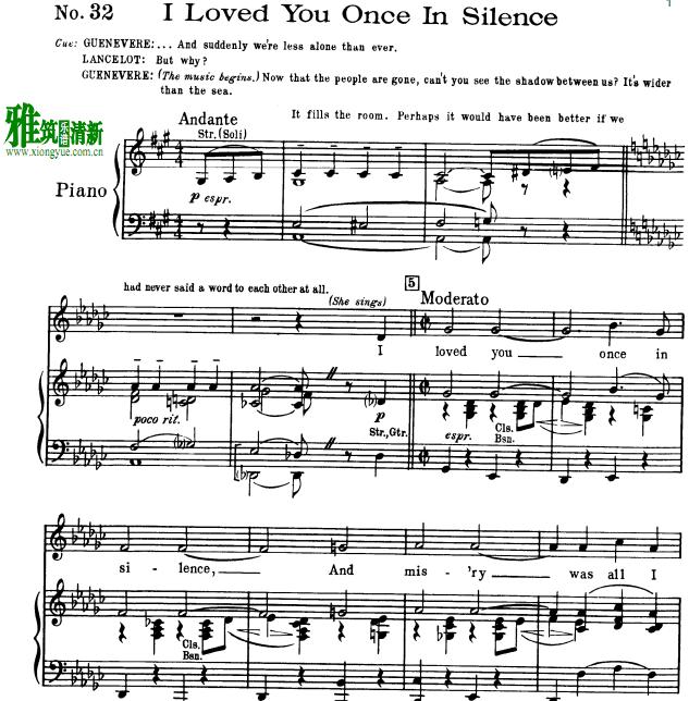 camelot - I Loved You Once In Silence钢琴伴奏谱