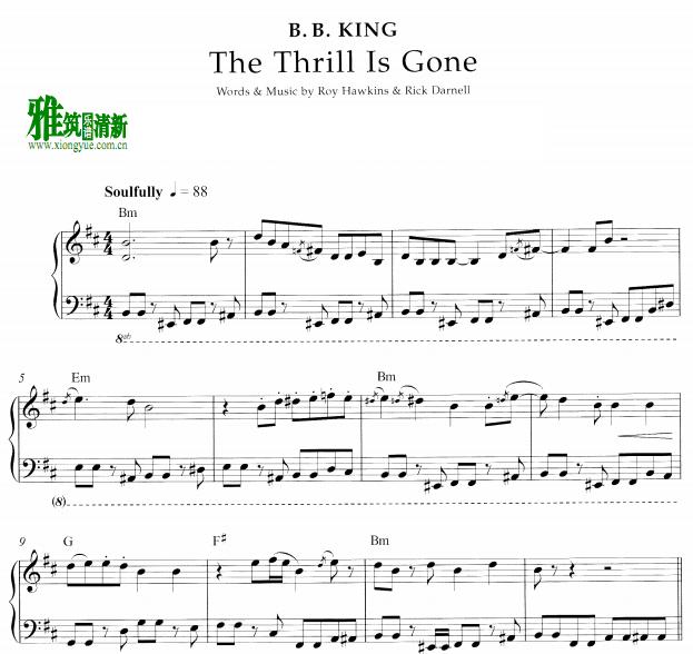 B.B.King - The Thrill Is Gone钢琴谱