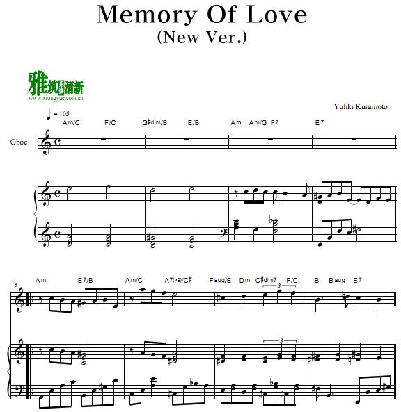 仓本裕基 - Memory Of Love 双簧管钢琴伴奏谱