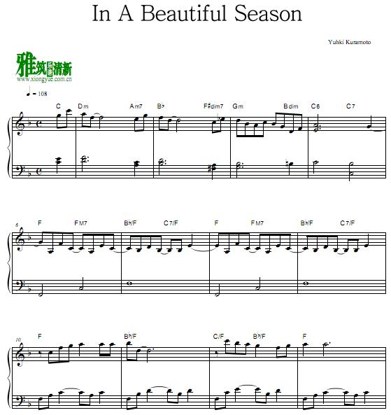 仓本裕基 - In A Beautiful Season钢琴谱