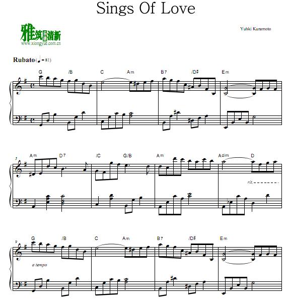 仓本裕基 - Sings Of Love钢琴谱