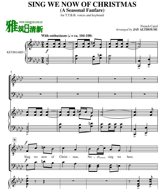 Sing We Now of Christmas 四声部男声合唱谱