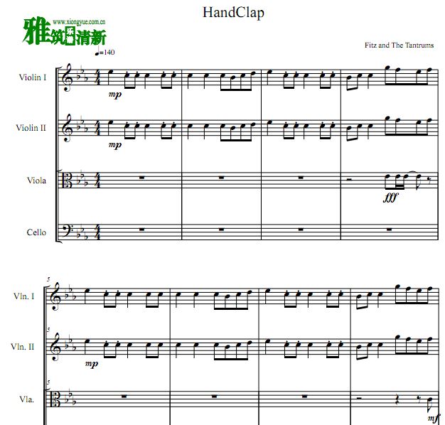 HandClap 二小提中提大提 弦乐四重奏谱