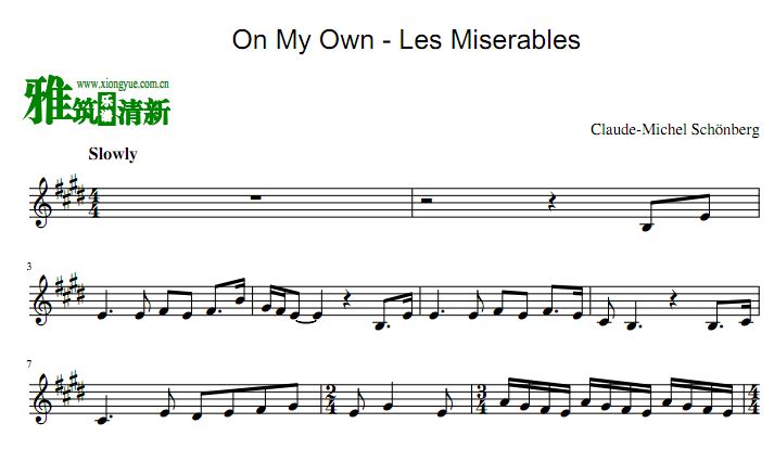 On My Own - Les Miserables小号谱