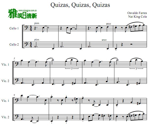 Quizas, Quizas, Quizas大提琴二重奏谱 Perhaps Perhaps Perhaps大提琴二重奏谱