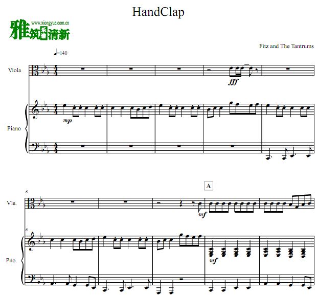神偷奶爸3 HandClap中提琴钢琴合奏谱