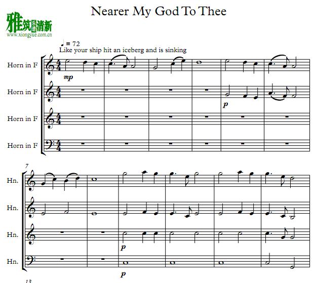 Nearer My God  to Thee 圆号四重奏谱