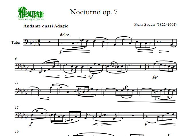 Franz Strauss  夜曲 Nocturnom op 7大号谱