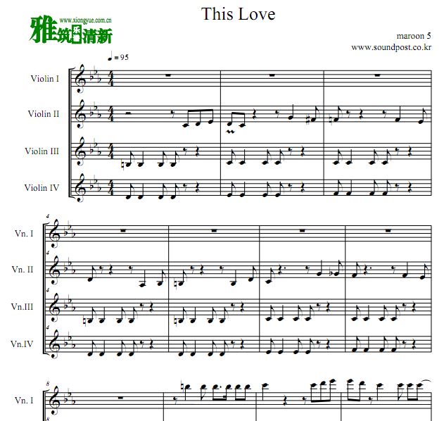 This Love 四小提琴重奏谱