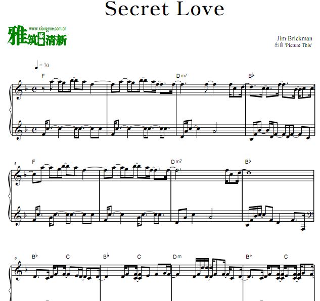 Jim Brickman - Secret Love钢琴谱 金·布瑞克曼钢琴谱