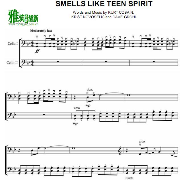 2cellos - SMELLS LIKE TEEN SPIRIT大提琴二重奏谱