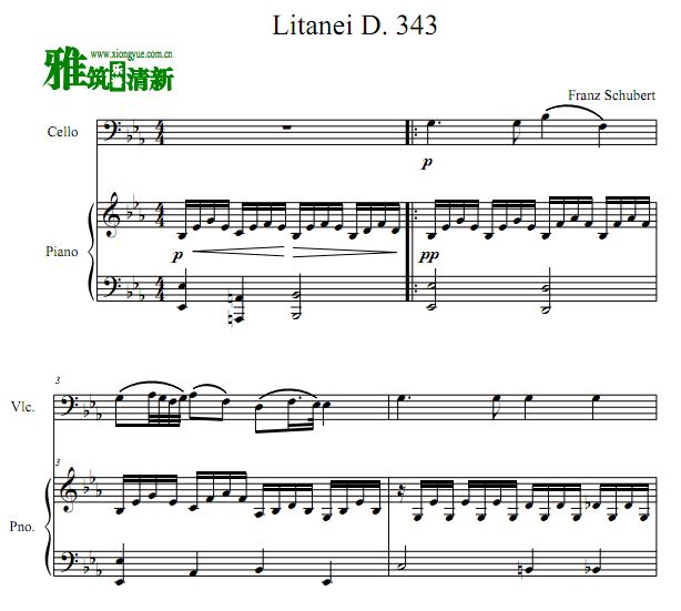 舒伯特 Litanei D.343大提琴钢琴伴奏谱