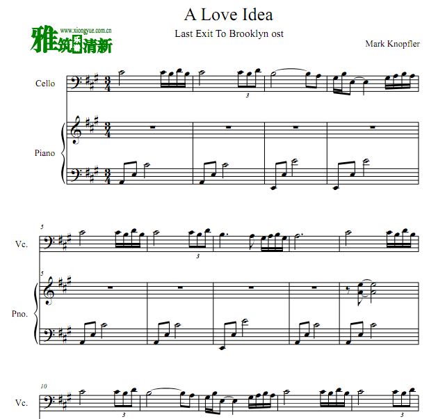 布鲁克林黑街 A love Idea 大提琴钢琴合奏谱