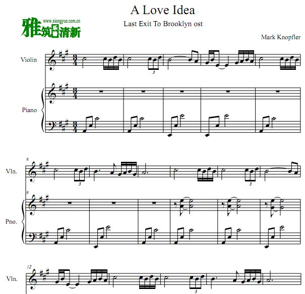 布鲁克林黑街 A love Idea 小提琴钢琴合奏谱