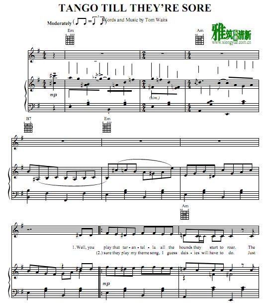 Tom Waits - Tango Till They're Sore钢琴谱