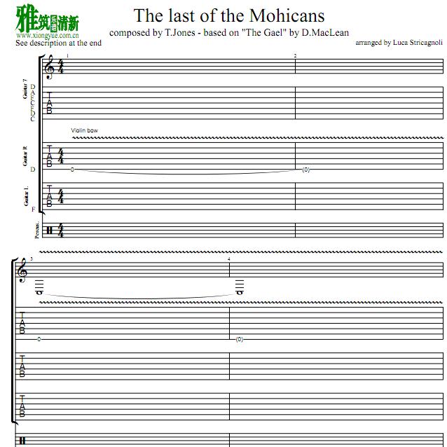 luca stricagnoli - The Last of the Mohicans 吉他谱