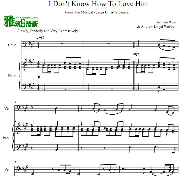 耶稣基督万世巨星 I Don't Know How To Love Him小提琴谱 钢琴伴奏谱