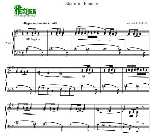William Gillock - Etude in E minor钢琴谱