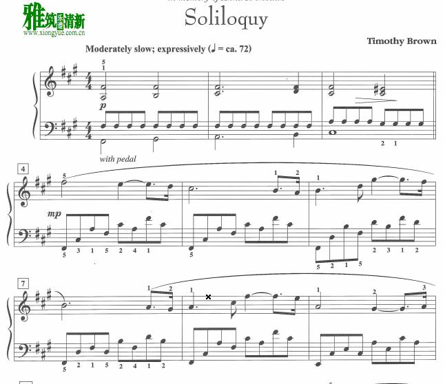 Timothy Brown - Soliloquy钢琴谱