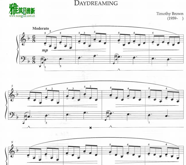 Timothy Brown -  daydreaming钢琴谱