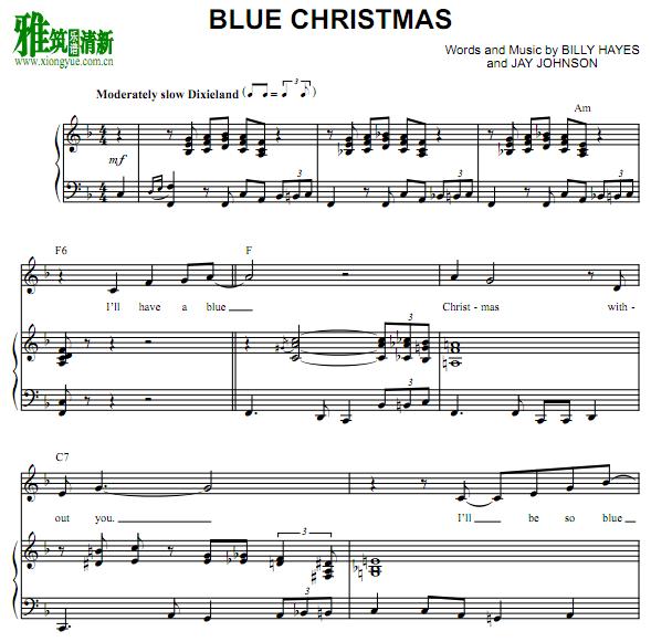 Michael Buble - Blue Christmas钢琴伴奏谱