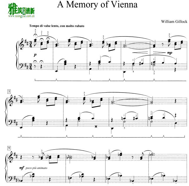 William Gillock - A memory of Vienna钢琴谱