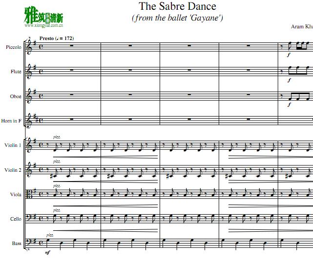 Sabre Dance马刀舞曲 管弦乐重奏谱