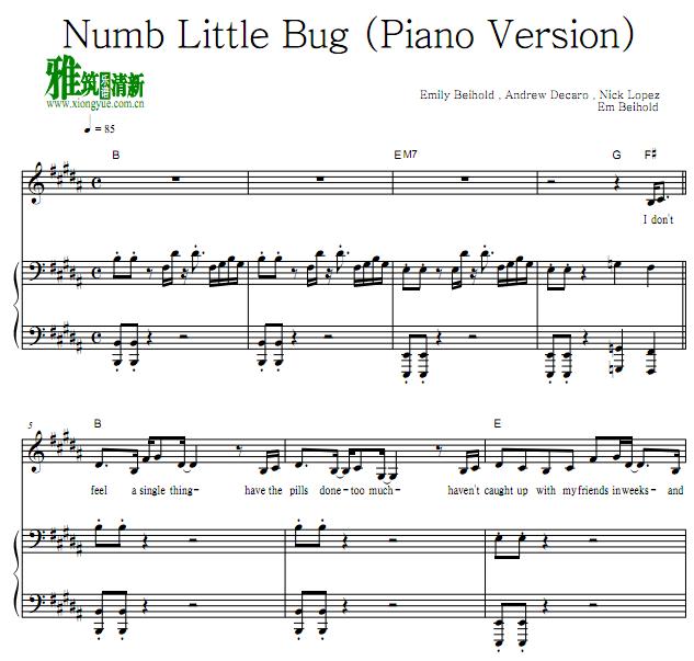 Em Beihold - Numb Little Bug (Piano Version)钢琴伴奏谱