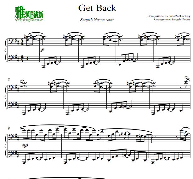 sangah noona - get back钢琴谱