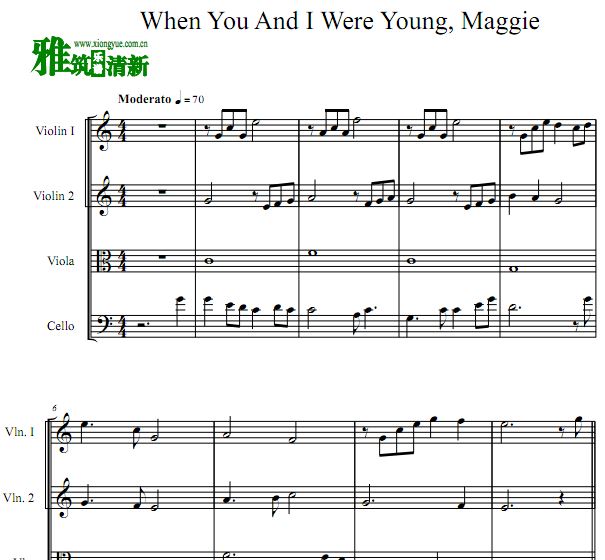 When You And I Were Young Maggie 弦乐四重奏谱