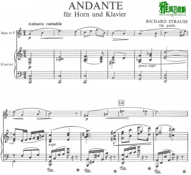 Richard Strauss - Andante 圆号钢琴伴奏谱