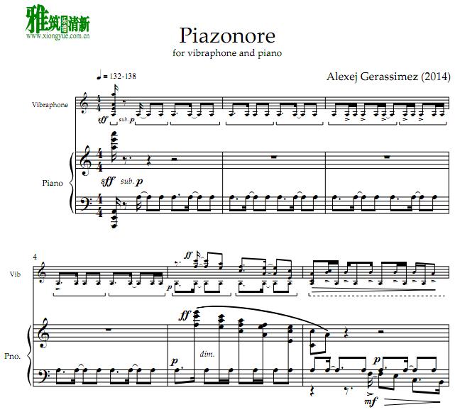 Alexej Gerassimez - Piazonore颤音琴钢琴谱