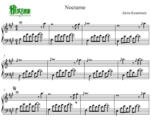 Akira Kosemura小濑村晶 - Nocturne钢琴谱