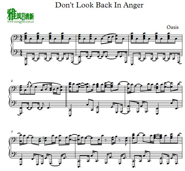 Oasis - Don't Look Back In Anger钢琴谱