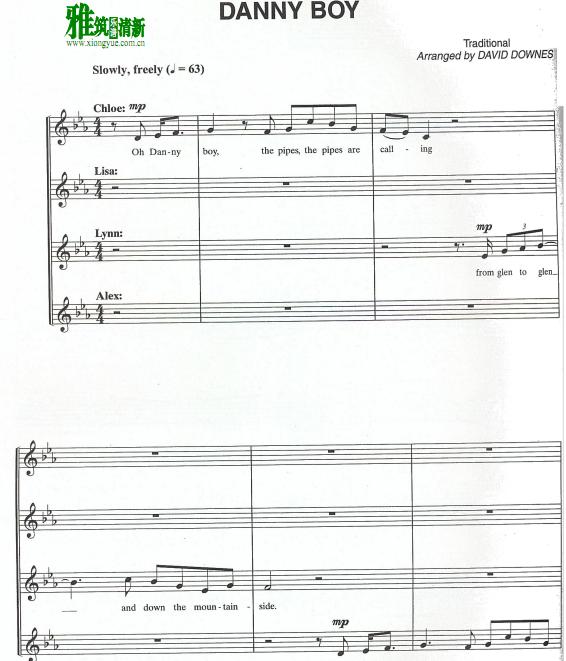 凯尔特女人乐队Celtic Woman - Danny Boy阿卡贝拉谱