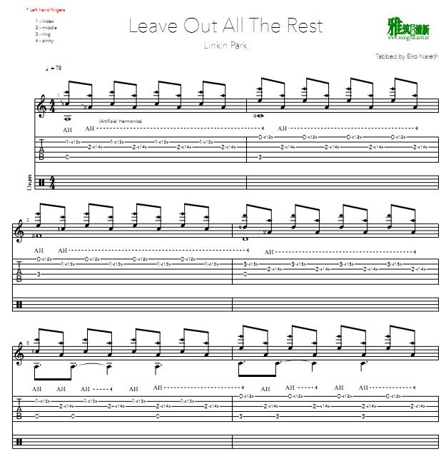Eiro Nareth - Leave Out All The Rest吉他谱