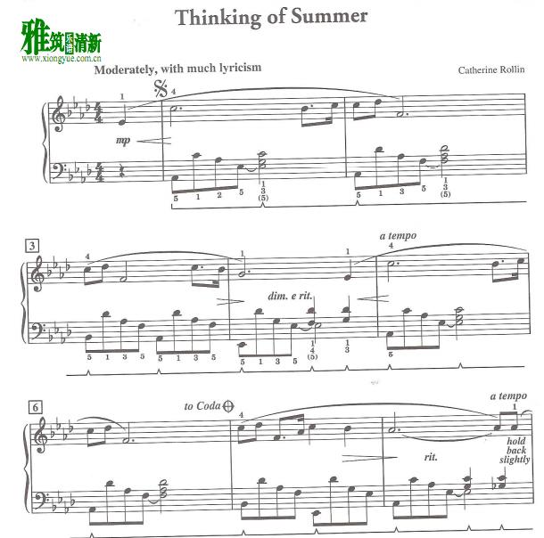 Catherine Rollin - Thinking of Summer钢琴谱
