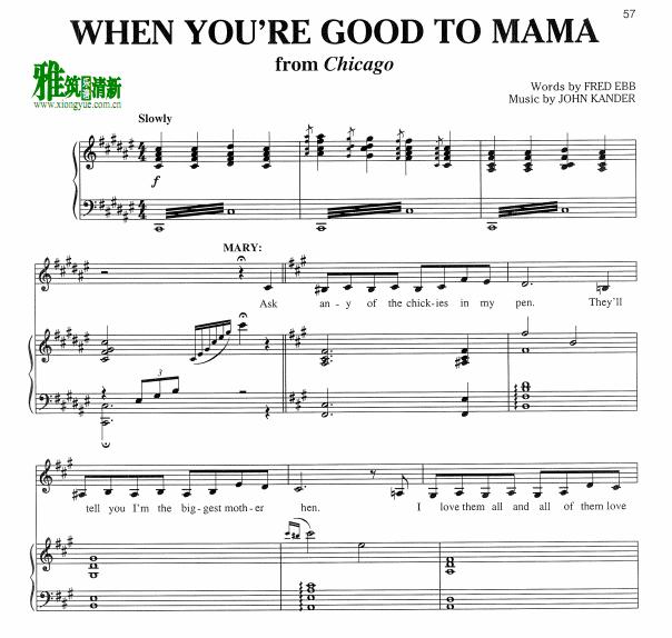 芝加哥 When You're Good to Mama钢琴伴奏谱