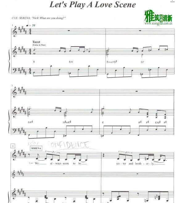 Fame - Let's Play a Love Scene钢琴伴奏谱