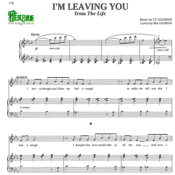 The Life - I'm Leaving You 钢琴伴奏谱