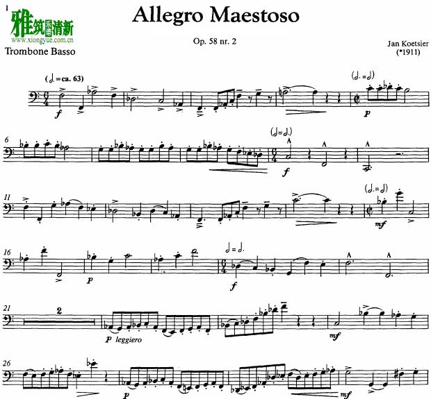 Jan Koetsier - Allegro Maestoso长号谱