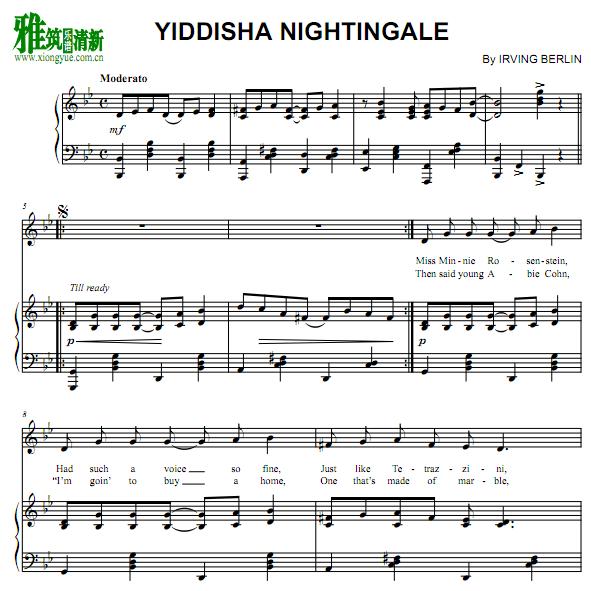  Irving Berlin - Yiddisha Nightingale 歌谱 正谱 钢琴谱 (Bb调)