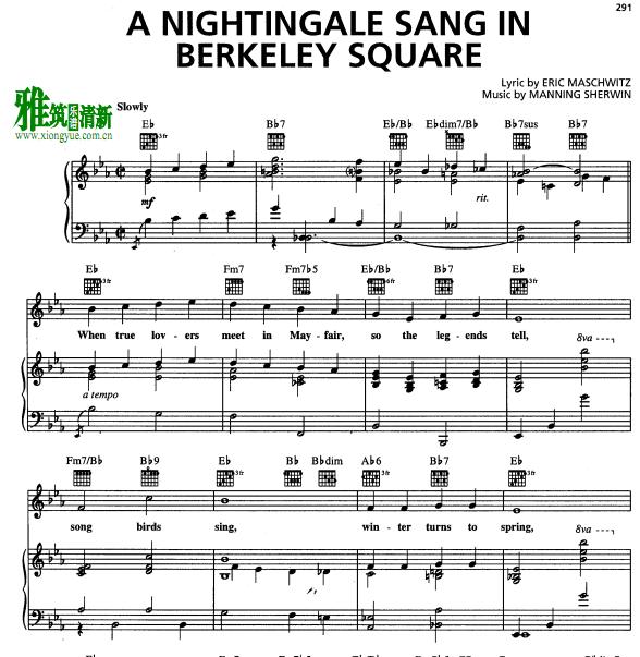 A Nightingale Sang in Berkeley Square正谱 钢琴谱