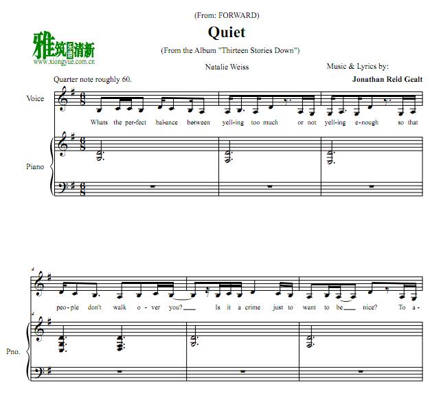Natalie Weiss - Quiet正谱 钢琴伴奏谱
