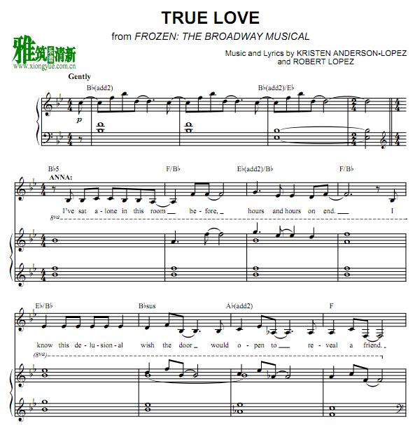 Frozen - True Love正谱 钢琴伴奏谱