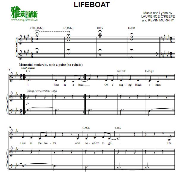 Heathers - Lifeboat钢琴伴奏谱
