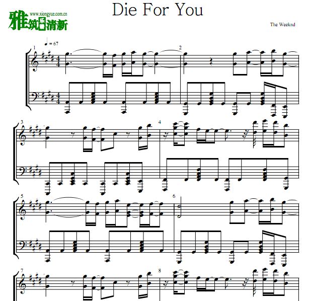 The Weeknd - Die For You 钢琴谱